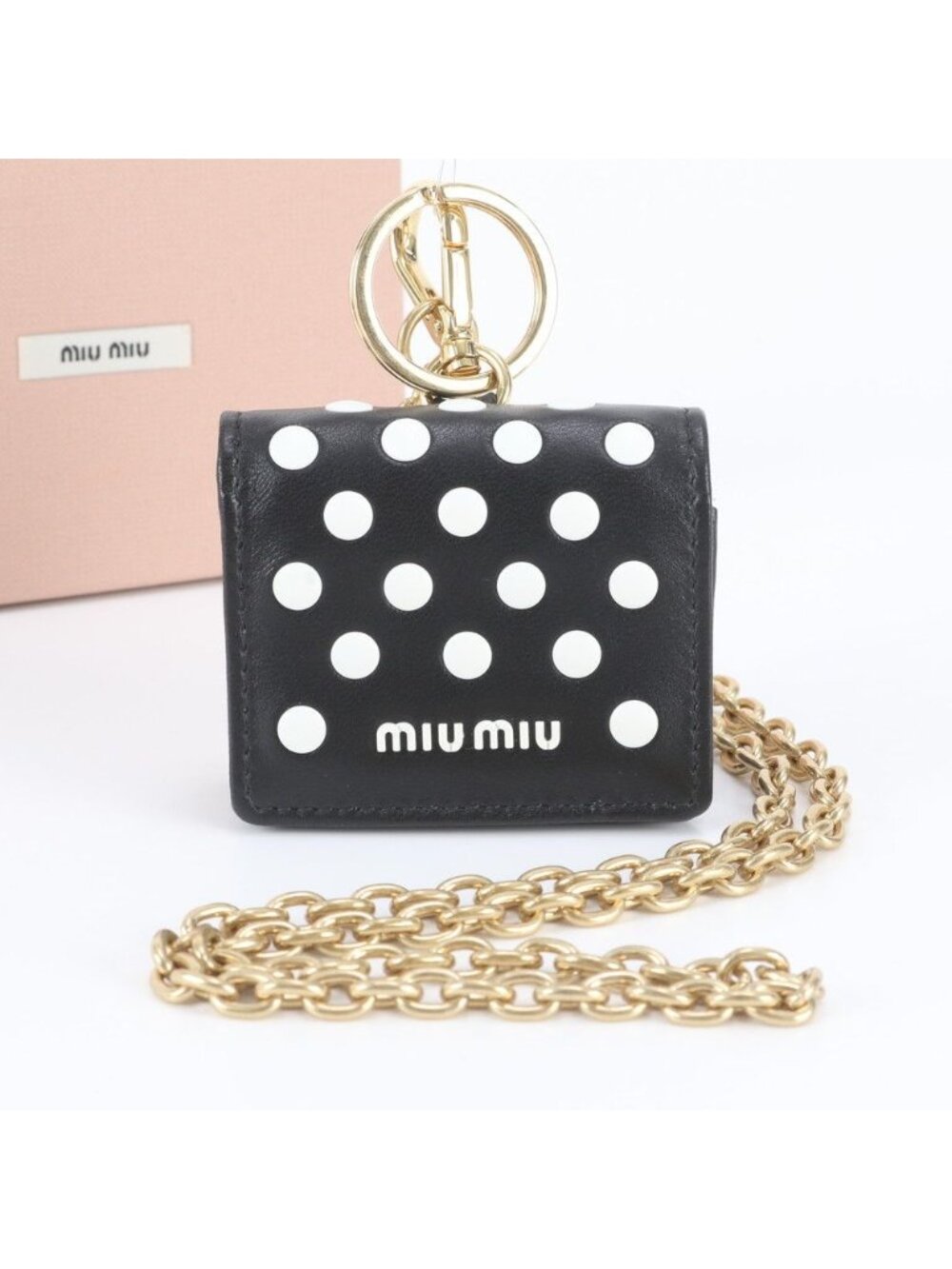 Miu Miu Airpods Wireless Earphones Case Chain Shoulder Leather Pouch